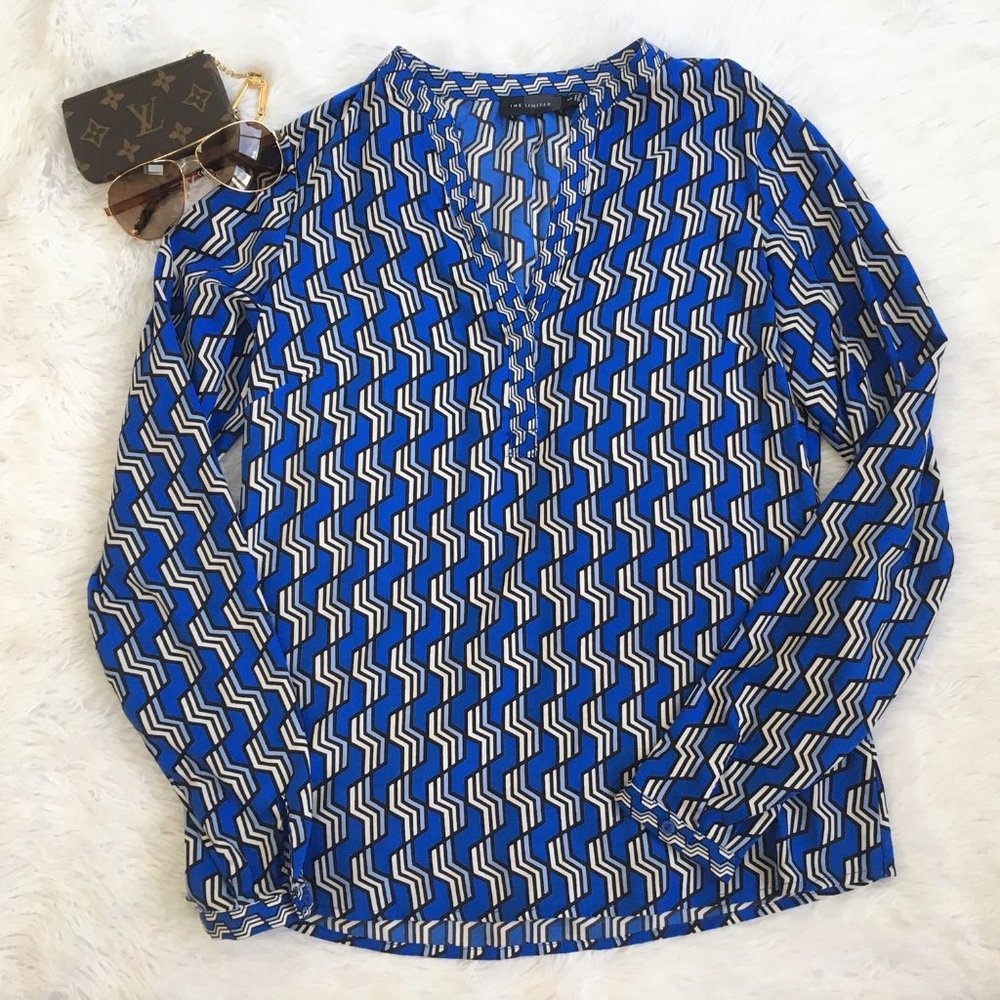 EUC The Limited Geometric Long Sleeve Top / Blouse